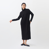 百搭针织长裙女黑色冬季 半高领气质长款 打底连衣裙小鱼秋冬季 裙子