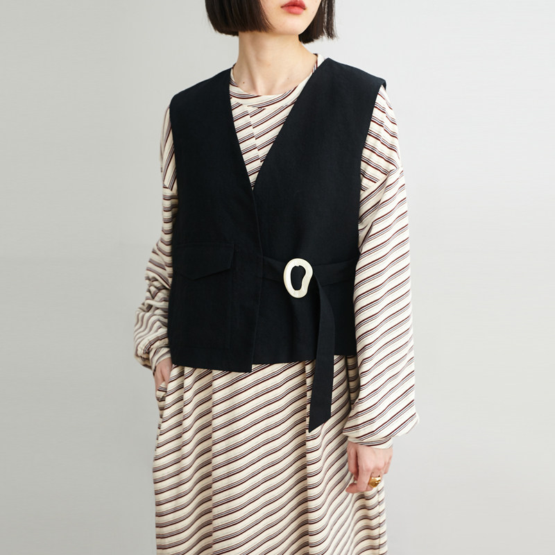 亚麻天丝纯色禅意小马夹小鱼春秋简约文艺百搭短款外搭马甲小外套