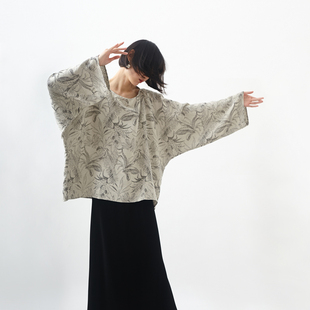 提花素雅铜氨丝棉麻宽松罩衫小鱼春夏新款原创飘逸气质百搭上衣女