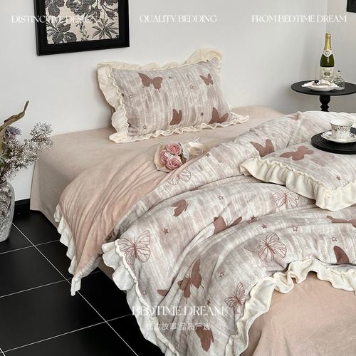 秋冬法式复古风蝴蝶雕花牛奶绒床上四件套加厚保暖被套床单三件套