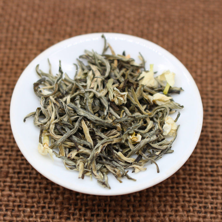 夏天喝的茉莉花茶浓香茉莉飘雪福州花茶铁罐散装特级白毫花茶500g