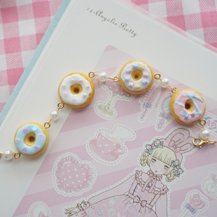 原创设计甜甜圈粘土仿真食玩手作Lolita手链小物 包邮 三个
