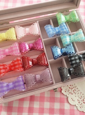 【三个包邮】原创设计蝴蝶结ins日系Lolita戒指镂空爱心塑料片