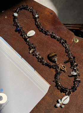 POMPONplaya｜terra原创天然石茶晶贝壳珍珠虎眼手工串珠项链度假