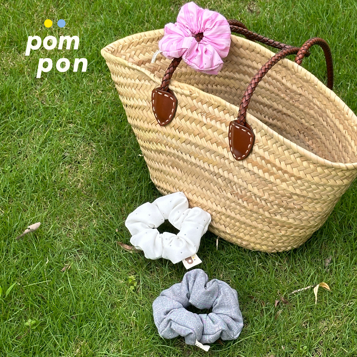 POMPONhome钻钻枕头云朵胖胖泡芙发圈大肠发饰氛围闪闪夹棉三色