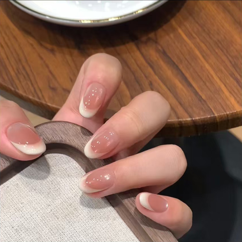 【玛瑙】手工穿戴甲法式渐变腮红美甲芝士奶盖猫眼轻奢显白指甲贴