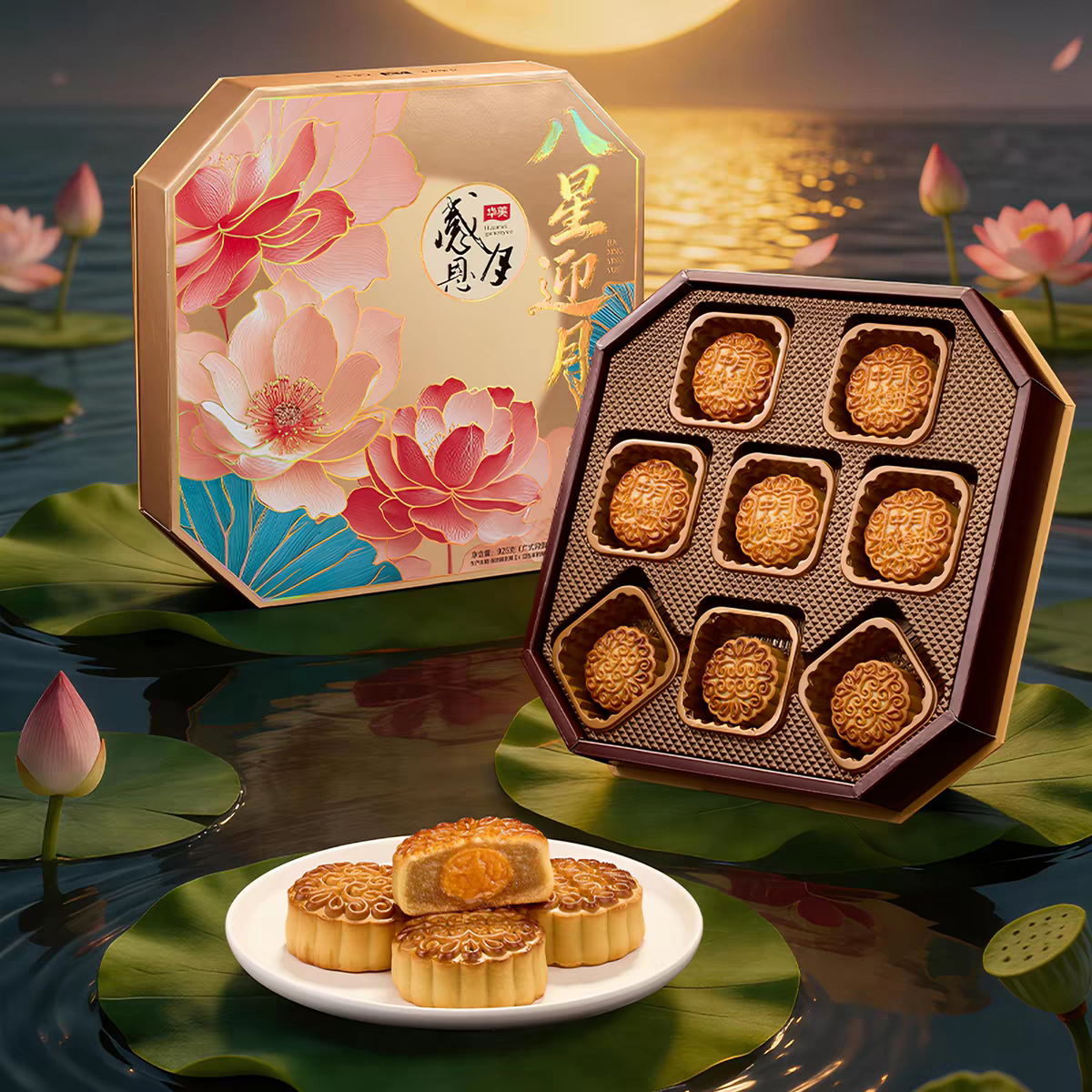华美感恩月八星广式月饼礼盒