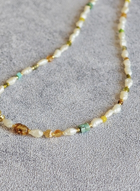 素蕴｜天然石巴洛克珍珠琉璃串珠原创手工项链 通勤休闲度假风