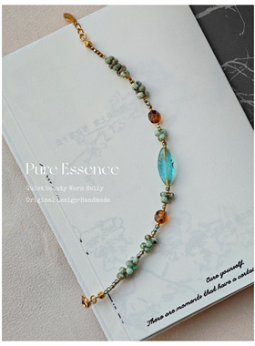 捷克琉璃原创手作油画配色手链 叠戴百搭 PE010