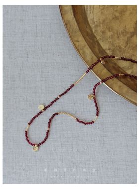 素蕴｜【绛】原创 天然石榴石长款项链毛衣链两用款 小众设计
