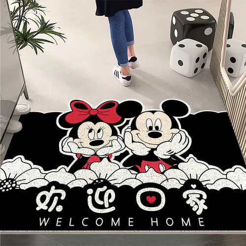 米奇丝圈入户地垫可裁剪耐磨卡通