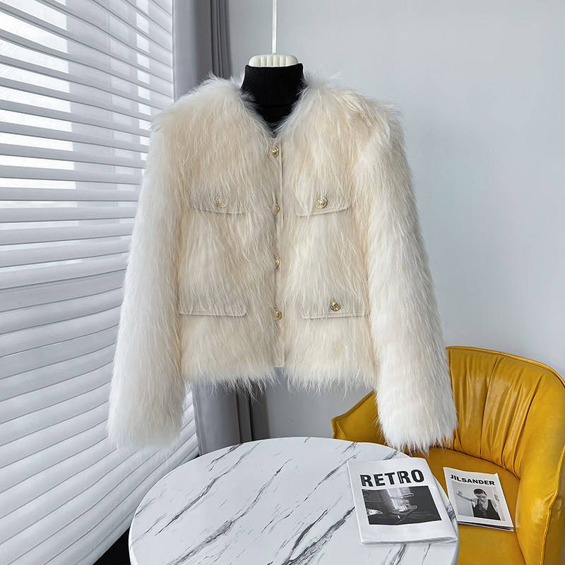 2023秋冬新款貉子毛车条皮草外套女小香风短款绵羊皮时尚名媛开衫,女装/女士精品,皮草,淘宝优惠券,粉丝福利购,淘宝优惠卷
