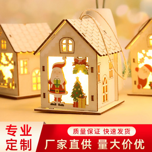 Wooden Decorations Luminous Christmas Christma Hut Creative