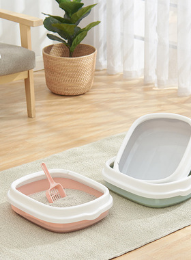 Large semi enclosed cat litter box with anti splash high ed