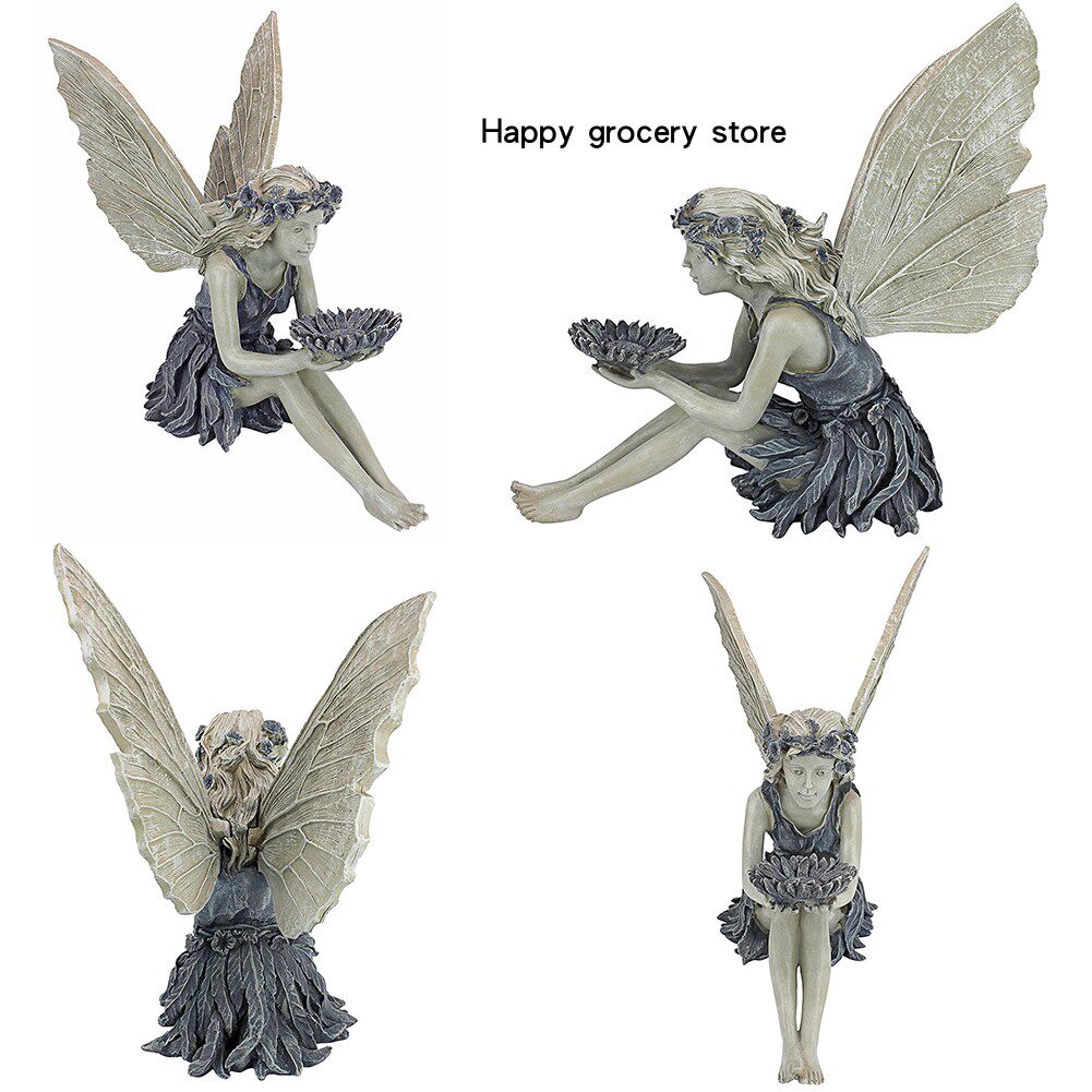 flower fairy sitting figurines resin craft ornament yard art