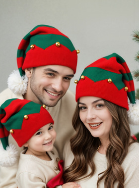 New foreign trade Santa Claus bell wool ball hat, warm knit