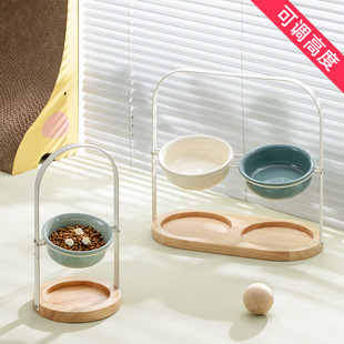 High aesthetic ceramic flying saucer cat bowl with high fee