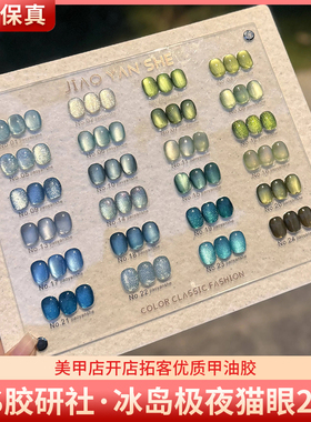 JYS胶研社冰岛极夜猫眼24色高亮爆闪蓝眼泪极光美甲猫眼甲油胶