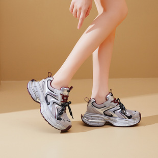 百搭运动休闲鞋 时尚 女ins潮2026新款 欧洲站网红厚底增高6cm老爹鞋