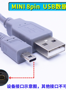 mini usb 8pin小口数码相机数据线USB线数码单反相机充电线电源线