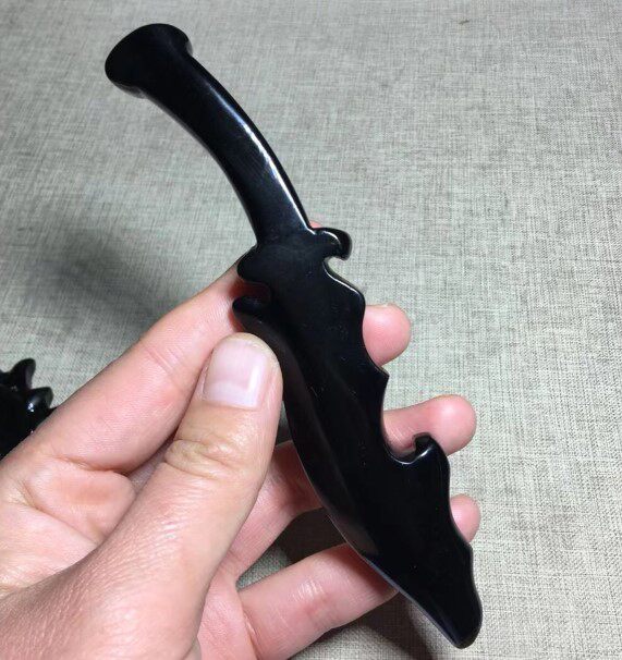천연 흑요석 크리스탈 칼 단검 검
