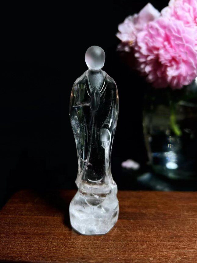 천연 백색 수정 얼굴 없음 불상 수정 조각 깨달음