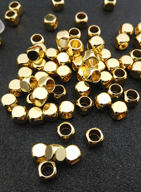 铜镀金硅胶隔珠方珠 小饰品散珠手绳哑光金色diy手链配件散珠材料