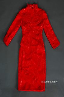 0169二手长袖分身冬季二棉红色旗袍拜年中国风婚礼新娘喜庆礼服