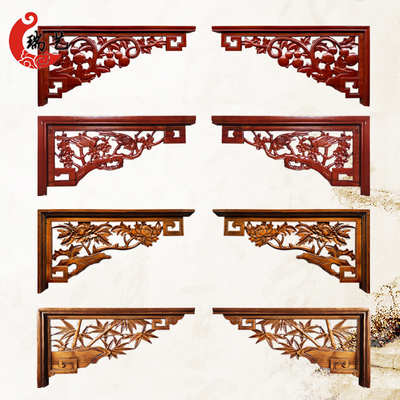 东阳木雕中式实木角花 双面雕枪角仿古门楣门头装饰角垭口背景墙