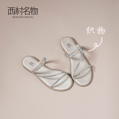 西村名物水钻女夏季软底一字拖