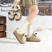 卡通装 西村名物毛绒雪地靴女冬季 厚底保暖棉鞋 饰加绒防滑女靴