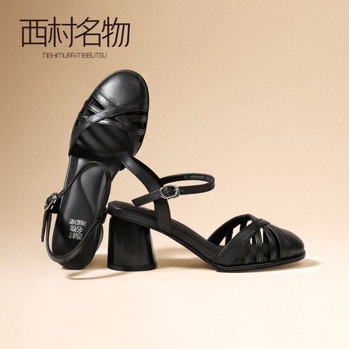 西村名物真皮包头罗马凉鞋女夏
