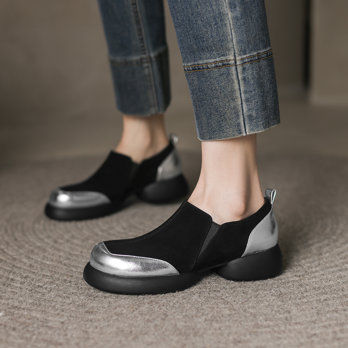 圆头真皮女鞋时尚深口单鞋