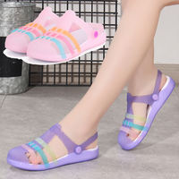 Baotou Crocs, women's wedge heels, garden beach shoes, jelly sandals, flat anti-slip, beach vacation thick-soled flip-flops thumbnail 8