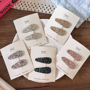 简约百搭格利特亮片儿童水滴刘海bb夹女童侧边碎发卡子发夹发饰