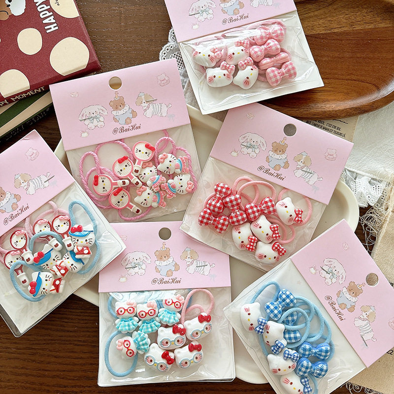 8个可爱卡通kt猫咪儿童发绳格子蝴蝶结女童编发头绳宝宝对扎发饰,童装/婴儿装/亲子装,发饰,淘宝优惠券,粉丝福利购,淘宝优惠卷