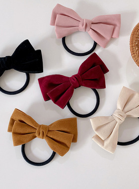 甜美新款硬挺少女心蝴蝶结发绳秋冬深色系百搭儿童马尾发圈发饰