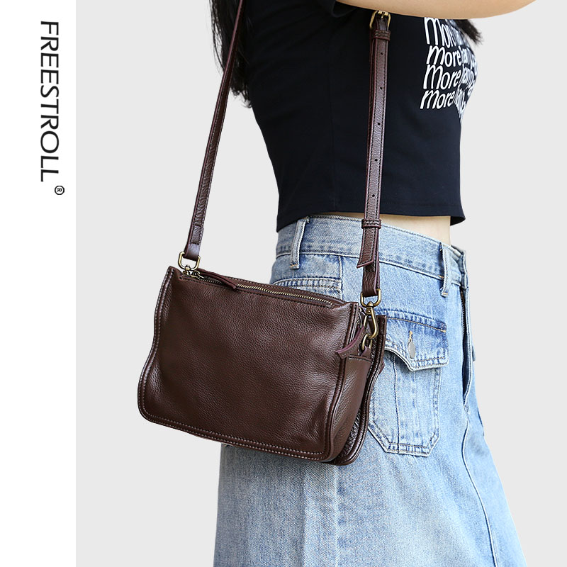 三个隔层，柔软牛皮，简约时尚风格