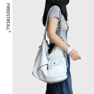 时尚百搭白色秋季包包大容量托特包通勤单肩双肩斜挎一包三用女包