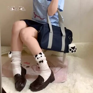 Lolita袜子玩偶熊猫中筒堆堆袜JK日系ins卡通萌系可爱风洛丽塔袜