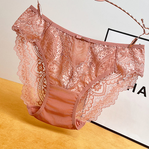 性感蕾丝内裤女大码胖妹妹中腰薄