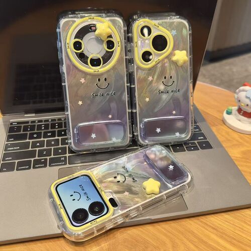 多巴胺星星笑脸支架新款适用苹果17Promax手机壳iPhone16pro小米15华为mate80pura80k90reno14荣耀500x200s50