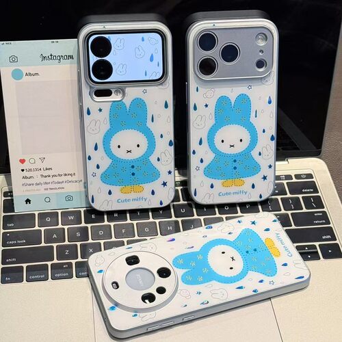 ins风鎏金雨天兔子新款适用苹果17Pro手机壳iPhone16max小米17华为mate80pura70k90reno15荣耀400x200findx9