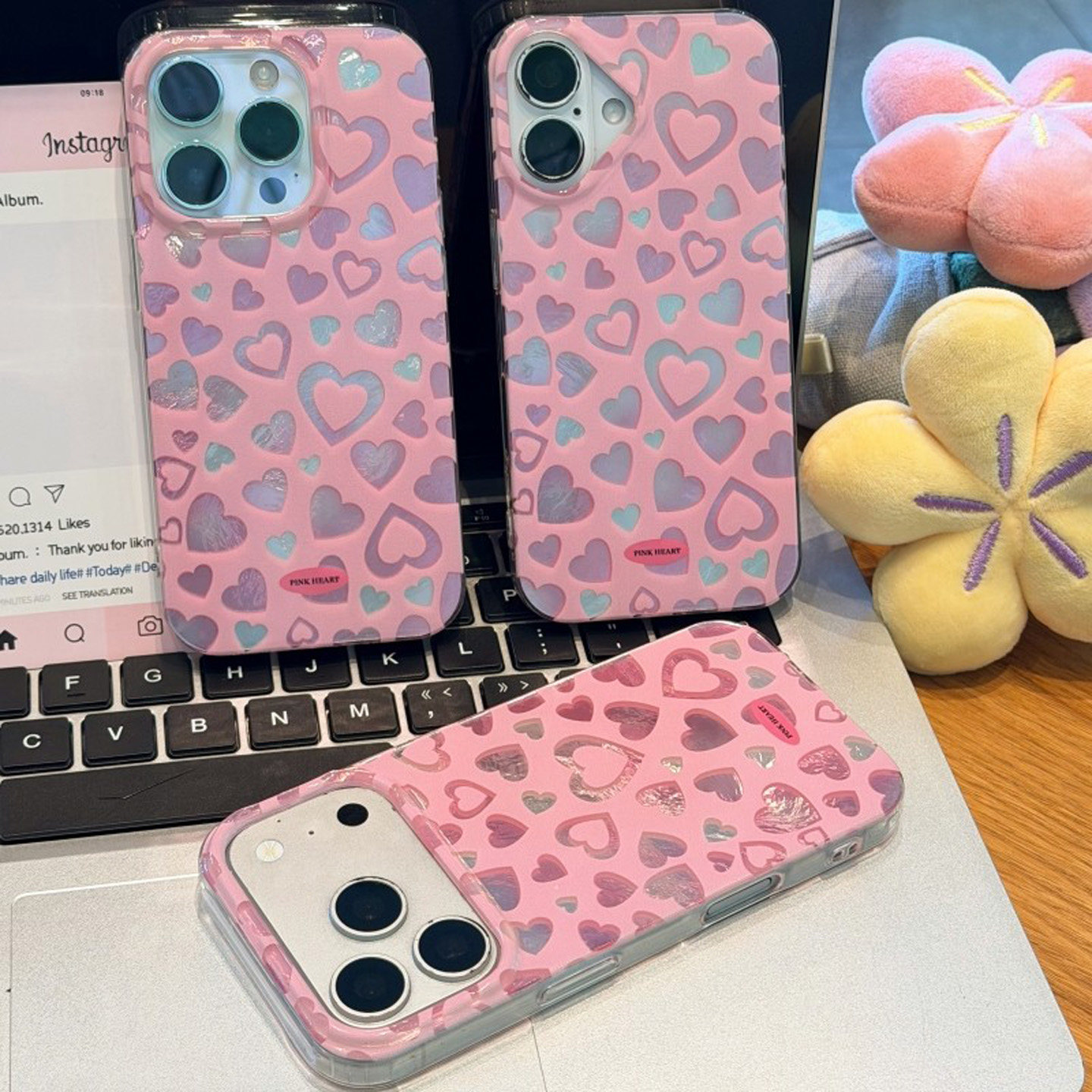 甜美满屏爱心新款适用苹果17promax手机壳iPhone16pro小米15华为mate80pura70K60note14荣耀400x200magic8s30