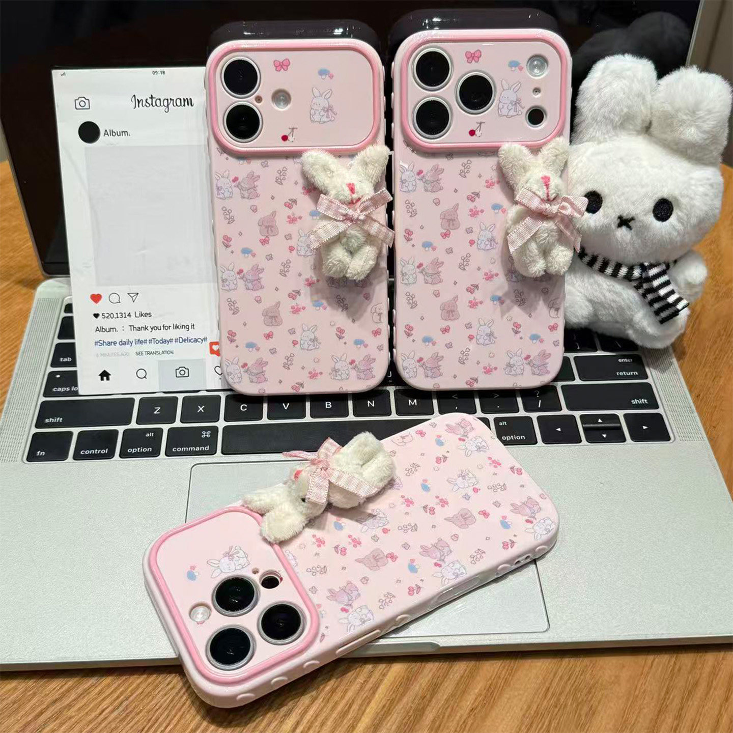少女碎花立体兔子适用苹果18promax手机壳iPhone17pro16小米18华为mate80pura90K70note17nova15荣耀400x200