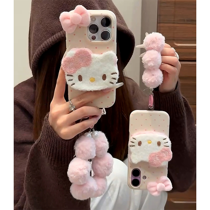 毛绒KT猫公仔新款适用苹果17Pro手机壳iPhone16max13小米15华为mate80pura70k80reno14荣耀400x100magic7s30