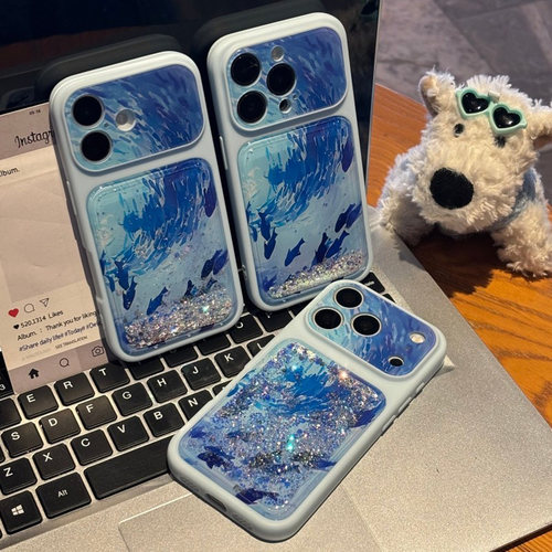 深海鱼群流沙壳新款适用苹果17promax手机壳iPhone16pro小米15华为mate80pura90K80nova14荣耀600x200note13