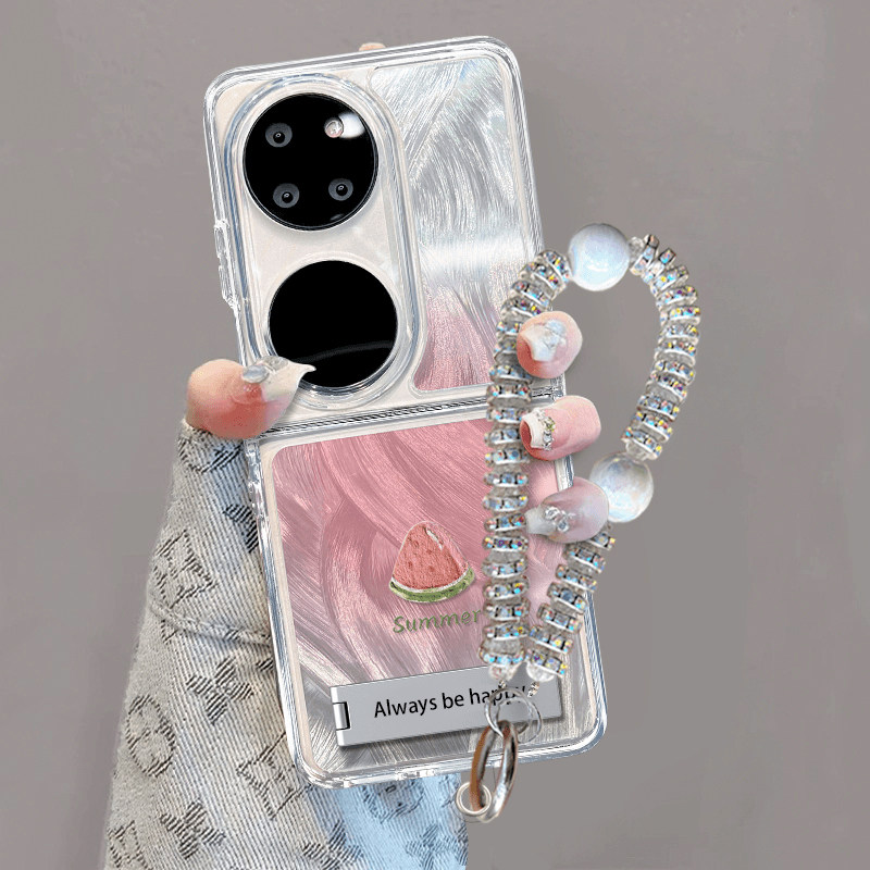 晕染西瓜适用华为pocket2手机壳折叠屏新款高级链条壳子女p50pocket铰链保护壳套pockets软壳斜挎外壳硅胶款