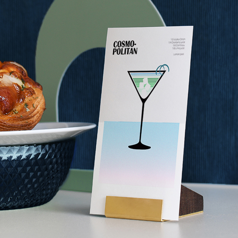 极简黄铜实木二维码卡座