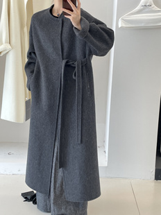 安可拉红高级感双面羊绒大衣女赫本风长款2025新秋冬羊毛大衣外套